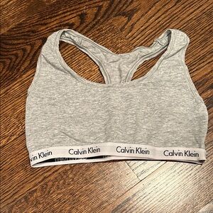 Calvin Klein Light Gray Logo Elastic Racerback Bralette
